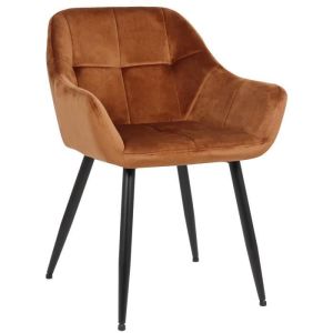 Silla comedor de terciopelo marrón - con brazos