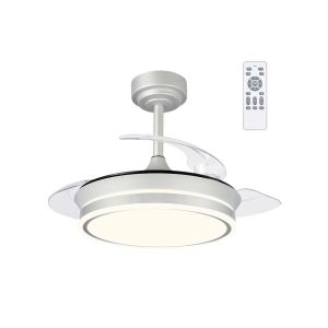 Ventilador de techo retráctil pequeño con luz LED 46w perla mini gris 3cct