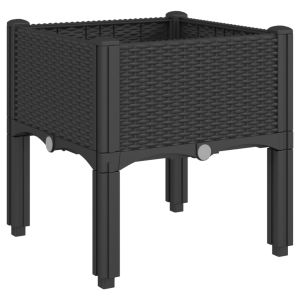 vidaXL jardinera con patas pp negro 40x40x42 cm