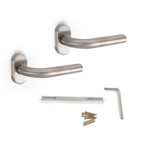 Manivelas de acero inoxidable con roseta oval para puertas de