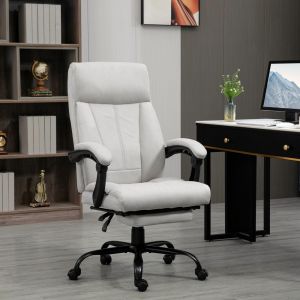 Silla de oficina ergonómica con masaje y reposapiés gris claro ajustable