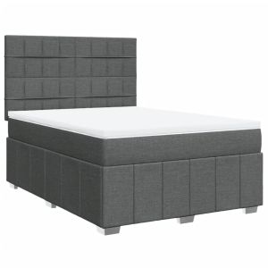 vidaXL cama box spring con colchón tela gris oscuro 140x200 cm