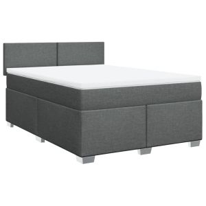 vidaXL cama box spring con colchón tela gris oscuro 140x190 cm