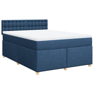 vidaXL cama box spring con colchón tela azul 140x200 cm
