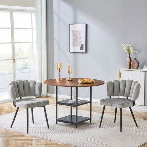 Conjunto de mesa redonda nuez y gris claro con almacenaje