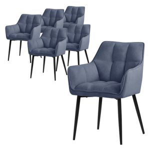 6x sillas de comedor azules de tejido de rizo asiento ergonómico