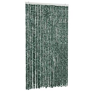 vidaXL cortina antimoscas chenilla verde y blanco 118x220 cm