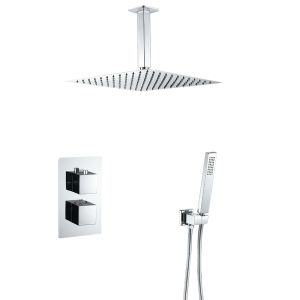 Valaz ducha empotrada termostática a techo cuadrada cromada - 25cm