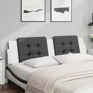 Cabecero de cama acolchado cuero sintético negro blanco 180 cm eso4386