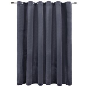vidaXL cortina opaca y anillas de metal terciopelo antracita 290x245cm