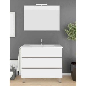 Mueble imperia 3 cajones, lavabo y espejo blanco 100 x 45 cm