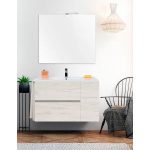 Mueble de baño itaca con lavabo y espejo 70x45cm blanco nórdico