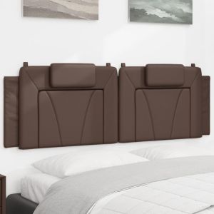 Cabecero de cama acolchado cuero sintético marrón 160 cm eso1338