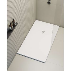 Plato de ducha poaLGi - 80x140 cm - blanco - extraplano, antideslizante