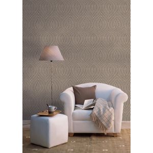 Papel pintado texturizado tnt geométrico ondas ornament beige