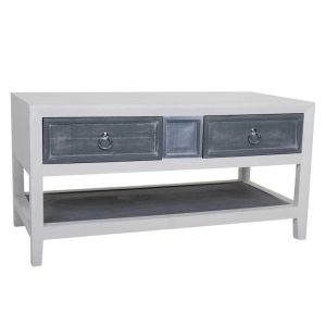 Lesa de centro de madera lacado blanco y gris 104x51x53