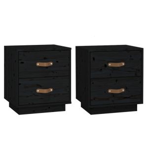 Casa lúmina - set  de 2 mesita de noche negro madeira  40 x 34 x 45 cm