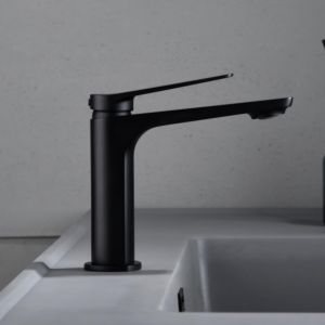 Imex - grifo monomando lavabo caño bajo negro serie nápoles