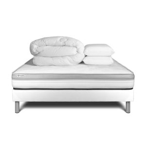 Pack cama completa - colchón 180x200cm + somier con láminas (kit) + 2 almoh