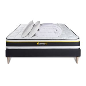 Pack cama completa - colchón 200x200cm + somier con láminas (kit) + 2 almoh