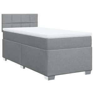 vidaXL cama box spring con colchón tela gris claro 90x200 cm