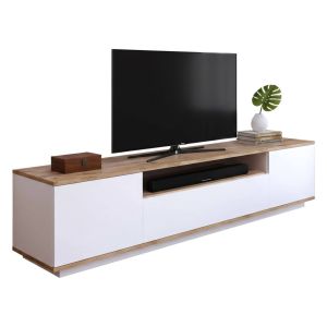 Mueble para tv asellina, 2 compartimentos, madera roble marrón