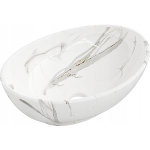 Lavabo cerámico sobre encimera, 40x33x14 cm, blanco