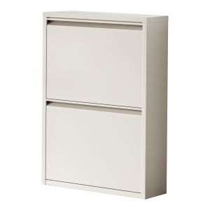 Zapatero sokndal con 2 puertas 71x50x15 cm metal - blanco roto [en.casa]