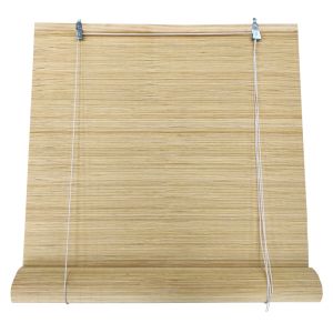 Estor enrollable| 120x200cm| beige| 100% bambu reforzado| persiana madera