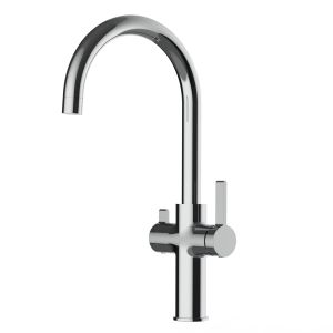 Grifo de cocina 3 vías cromado Serie FC caño alto U giratorio 360°