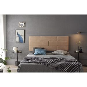 Cabecero 160 muro ladrillos tela antimanchas 162x57x5cm camel