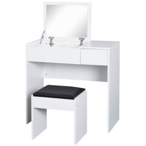 Mesa para maquillaje 80x40x79 cm color blanco Homcom