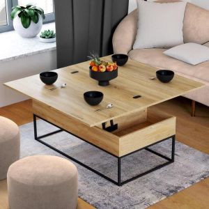 Mesa baja convertible - industrial - 2 en 1 - 100x55 cm