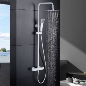 Imex - columna ducha termostática con grifo blanco serie art