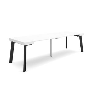 Mesa consola extensible, 58/262x90x73cm, blanco, patas de madera rf3021