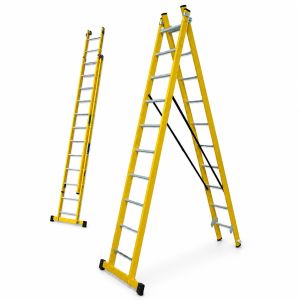 Escalera transformable doble trf2-12 Peldaños x 2 todo fibra