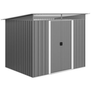 Caseta de jardín 260x194x200 cm acero galvanizado color gris Outsunny