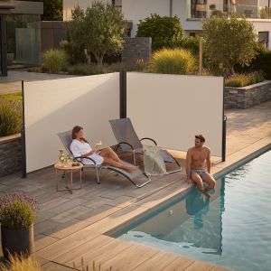 Tectake toldo lateral doble retráctil poliéster impermeable, 18 x 6 m beige