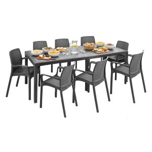 Set de jardín arret: mesa y sillas de plástico negro