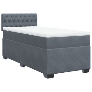 vidaXL cama box spring con colchón terciopelo gris oscuro 80x200 cm