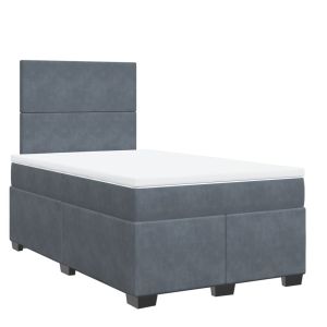 vidaXL cama box spring con colchón terciopelo gris oscuro 120x200 cm