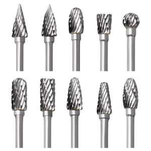 Juego 10 brocas carburo tungsteno fresado doble corte 1/8" madera grabado