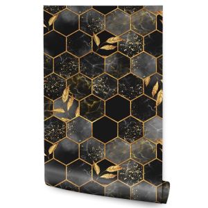 Papel Pintado Para Dormitorio Con Mosaico De Mármol Hojas 53cm x 10m