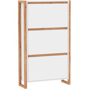 Mueble para zapatos - blanco y roble - 12 pares - l70 x p25 x h125 cm - den