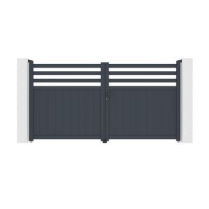 Puerta automática batiente 3m nevis a.160cm gris + motor tanker b700