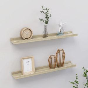 Estantes de pared 2 unidades roble sonoma 60x9x3 cm