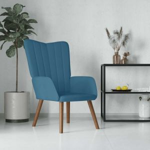 Sillón de relax de terciopelo azul qweo6307
