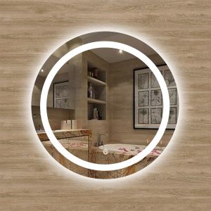 Aica espejo de baño LED redondo 60cm,antivaho,interruptor táctil