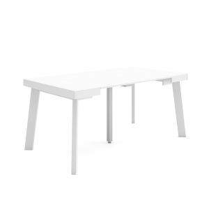 Mesa consola extensible, 160x90x73cm, blanco, patas de madera rf3132