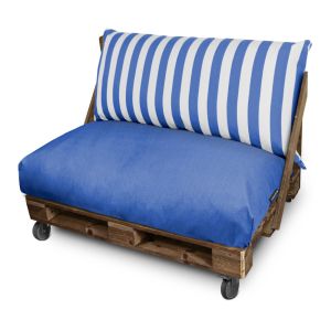 Cojín para palets toldotex azul funda respaldo 120x45x25 (rayado) sin relle